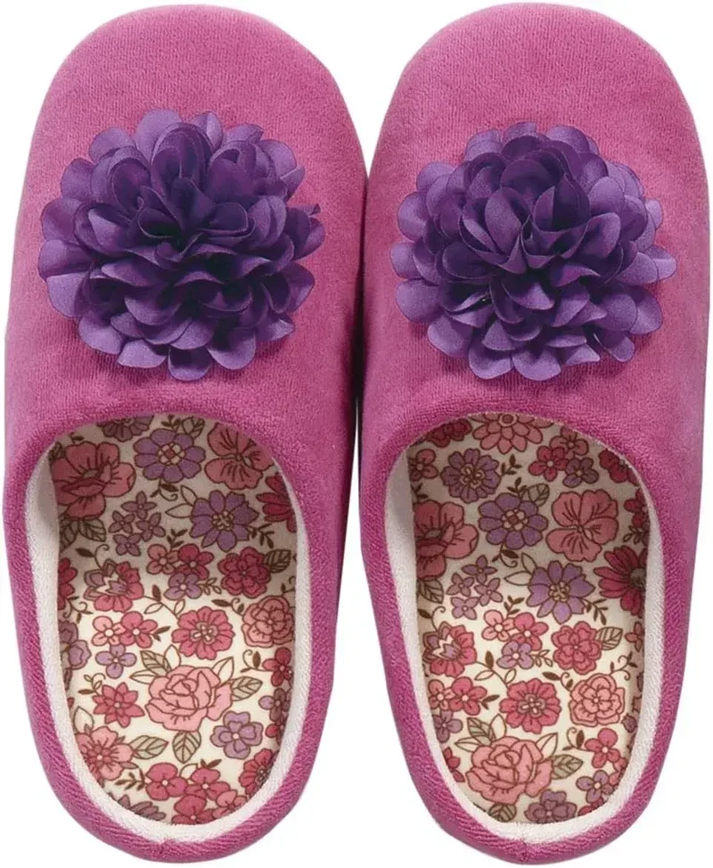 Senko Charlotte Indoor Slipper with Floral Motif Cushioned Sole