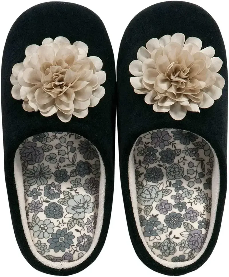 Senko Charlotte Indoor Slipper with Floral Motif Cushioned Sole