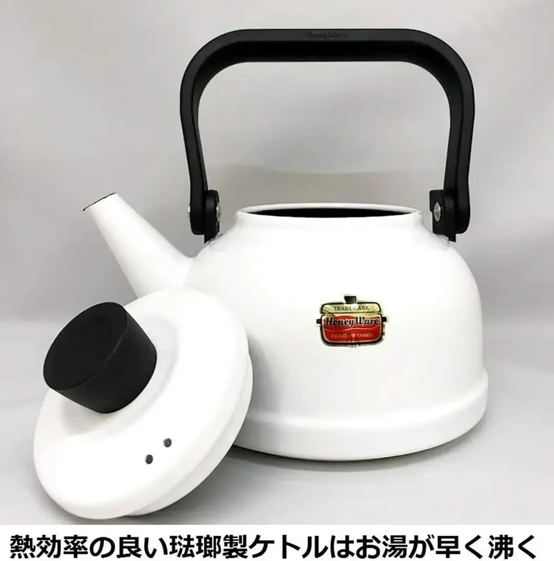 Fuji Horo Solid Kitchen Kettle, Durable Enamel Hot Water Pot 1.5L