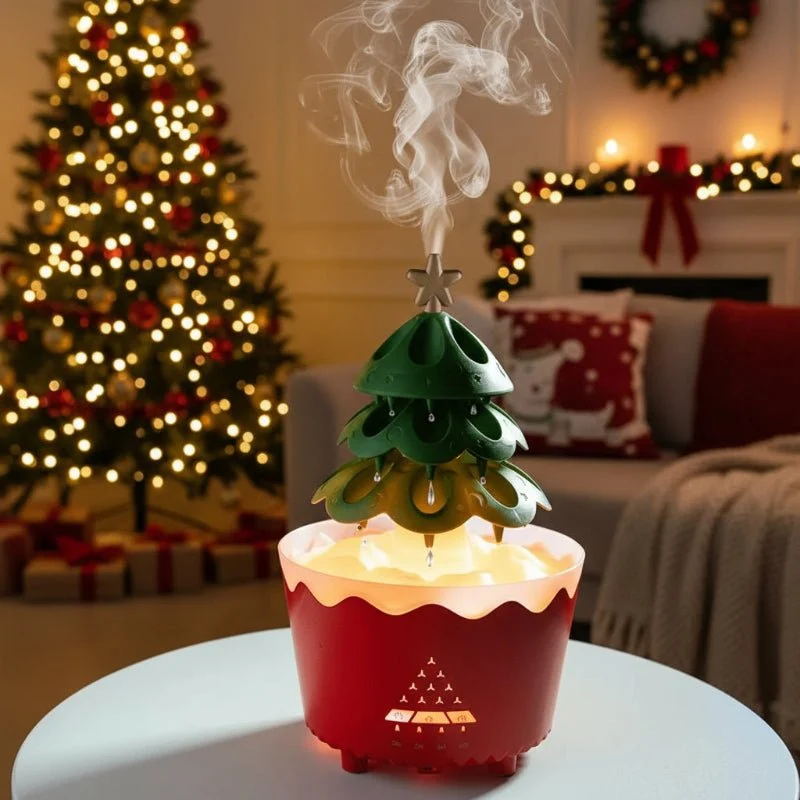 Nebelweihnachten – Weihnachtsbaum-Aroma-Diffusor Mit Einstellbarem Nebel Und LED-Licht