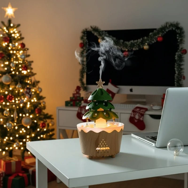 Nebelweihnachten – Weihnachtsbaum-Aroma-Diffusor Mit Einstellbarem Nebel Und LED-Licht