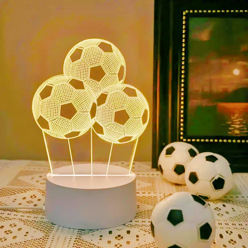 ### 3D Fußball Nachtlicht – USB Kreative LED Schreibtischlampe Für Sportfans
