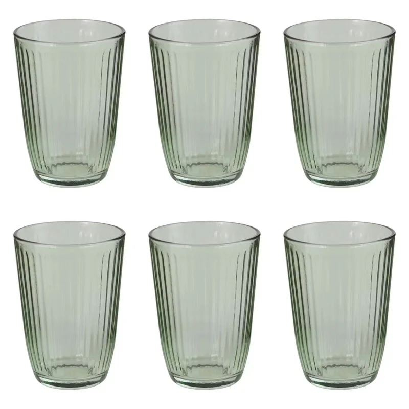 LINEE Trinkglas-Set 6er Set – Geriffelte Trinkgläser für stilvolle Tischkultur