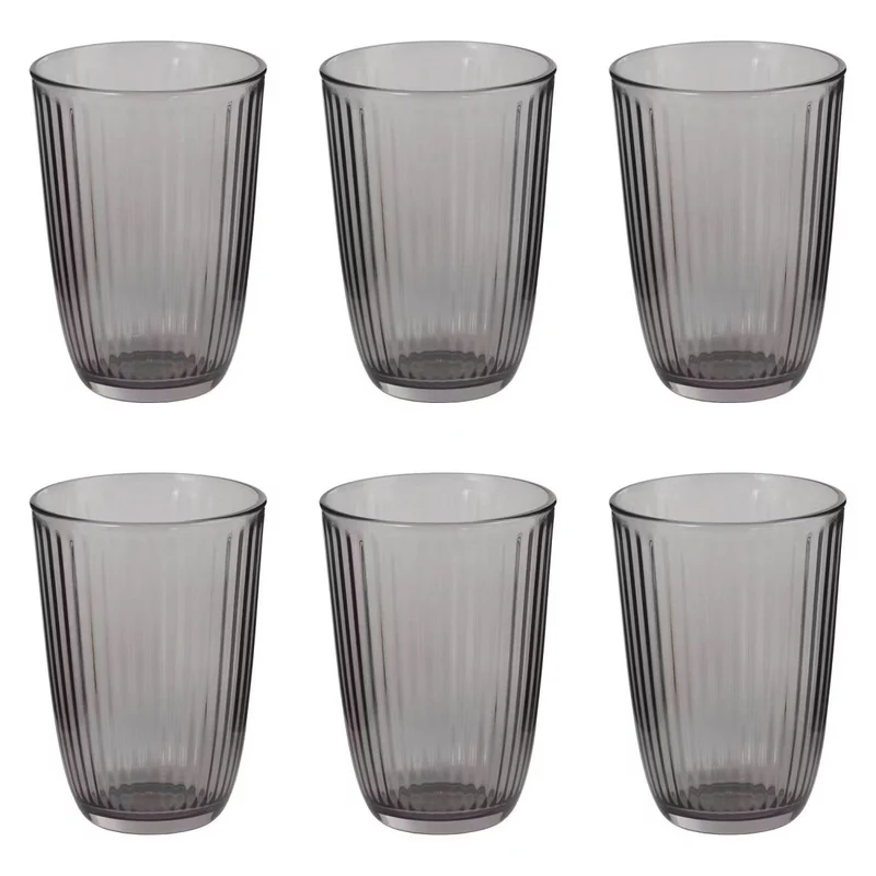 LINEE Trinkglas-Set 6er Set – Geriffelte Trinkgläser für stilvolle Tischkultur