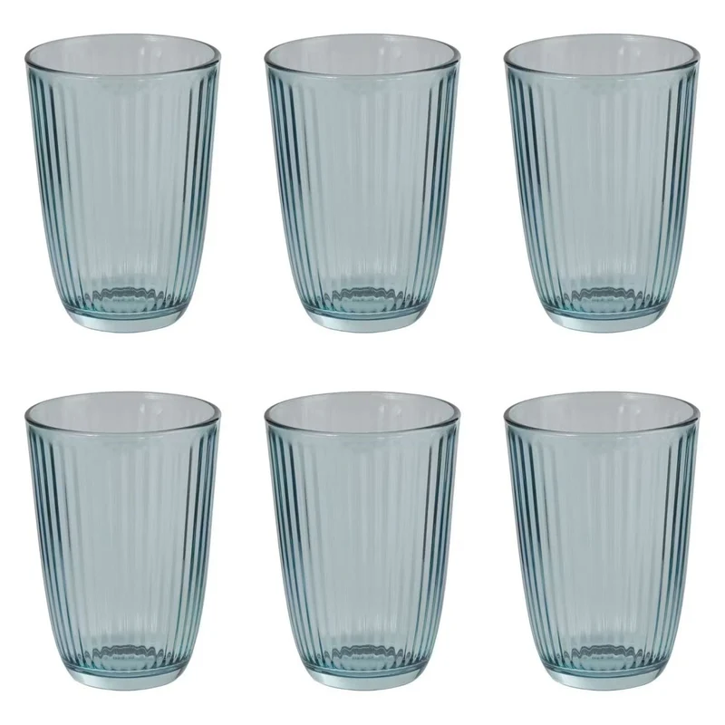 LINEE Trinkglas-Set 6er Set – Geriffelte Trinkgläser für stilvolle Tischkultur