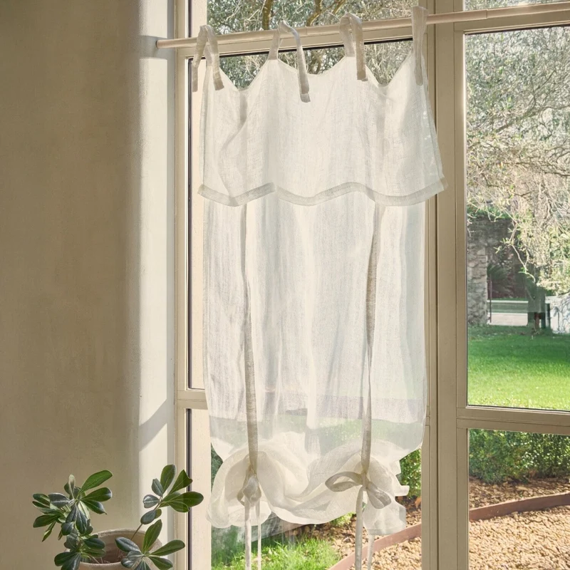 FEBE Café-Gardine – Leinen-Gardine Im Landhausstil