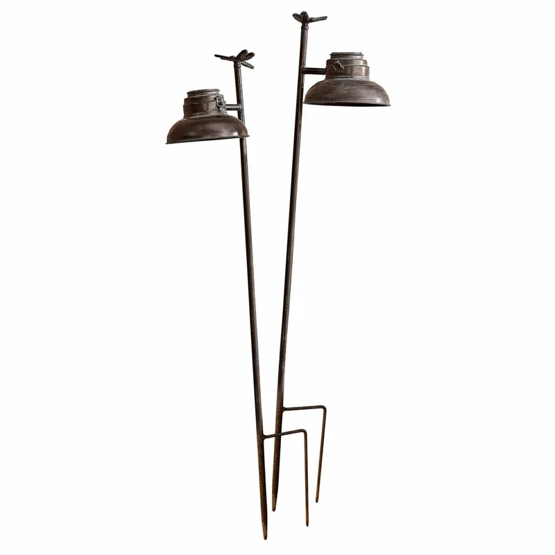 IVEXIL Solar-Gartenlaternen 2er-Set – Vintage-Solarleuchten mit Libellenmotiv