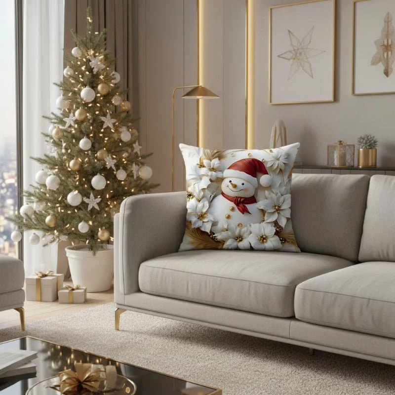 COSYCUSH – 4er-Set Weihnachtlicher Samtkissenbezüge mit Einzigartigen Festlichen Gestaltungen