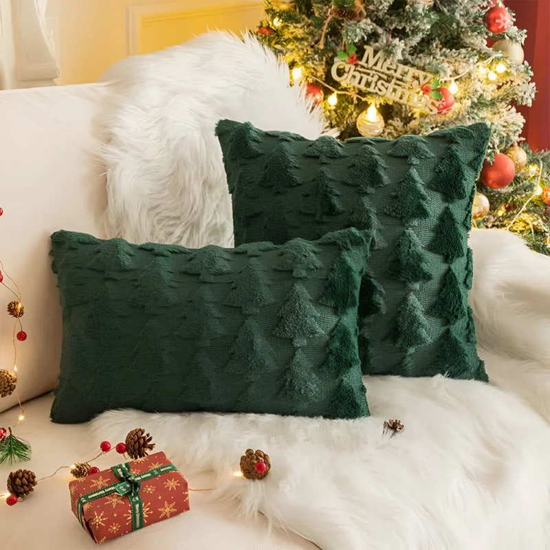 BLISSPINE – Kuscheliger Weihnachtsbaum-Kissenbezug aus ultraweichem Plüschstoff