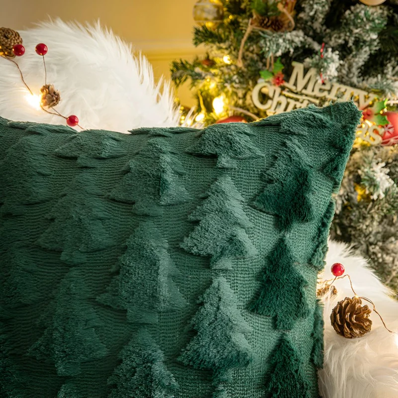 BLISSPINE – Kuscheliger Weihnachtsbaum-Kissenbezug aus ultraweichem Plüschstoff