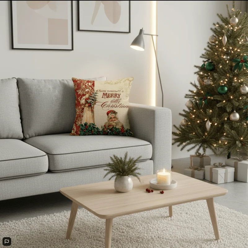 GLEAMCUSH – Festlicher Weihnachtskissenbezug mit Zuckerstangenmotiv und weichem Polyestergewebe