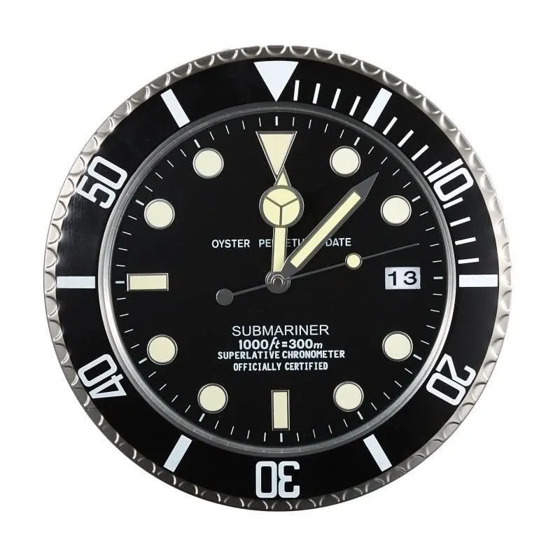 Varelux - Stillezeit Wanduhr Edelstahl & Leuchtzeiger