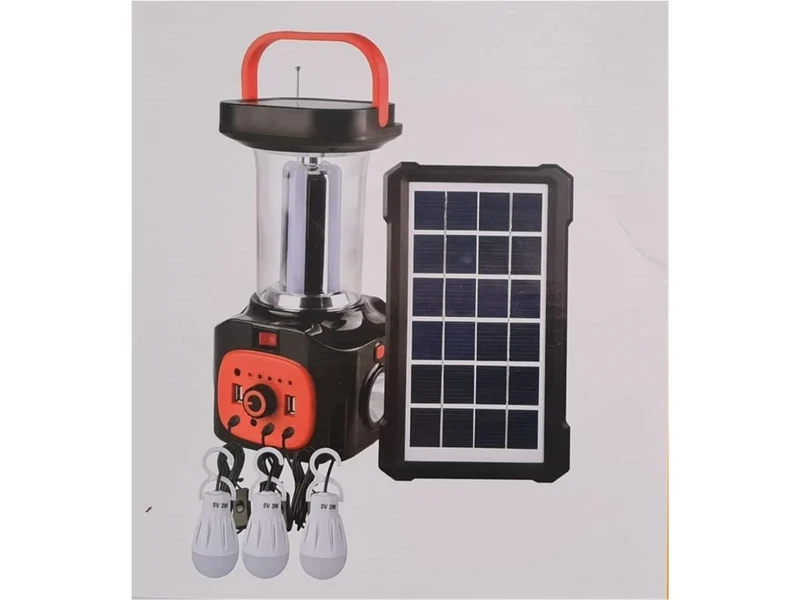 Solar Power Panel Generator Kit Bluetooth-Notladebeleuchtung mit MP3-Radio 3 LED-Lampen für Bereiche ohne Strom
