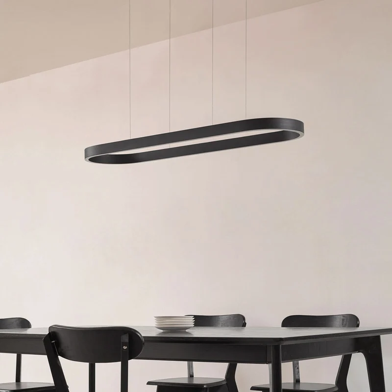 MELINAY Smart LED Pendelleuchte – Moderne schwarze LED-Hängeleuchte mit Tuya-App-Steuerung
