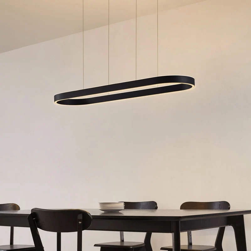 MELINAY Smart LED Pendelleuchte – Moderne schwarze LED-Hängeleuchte mit Tuya-App-Steuerung