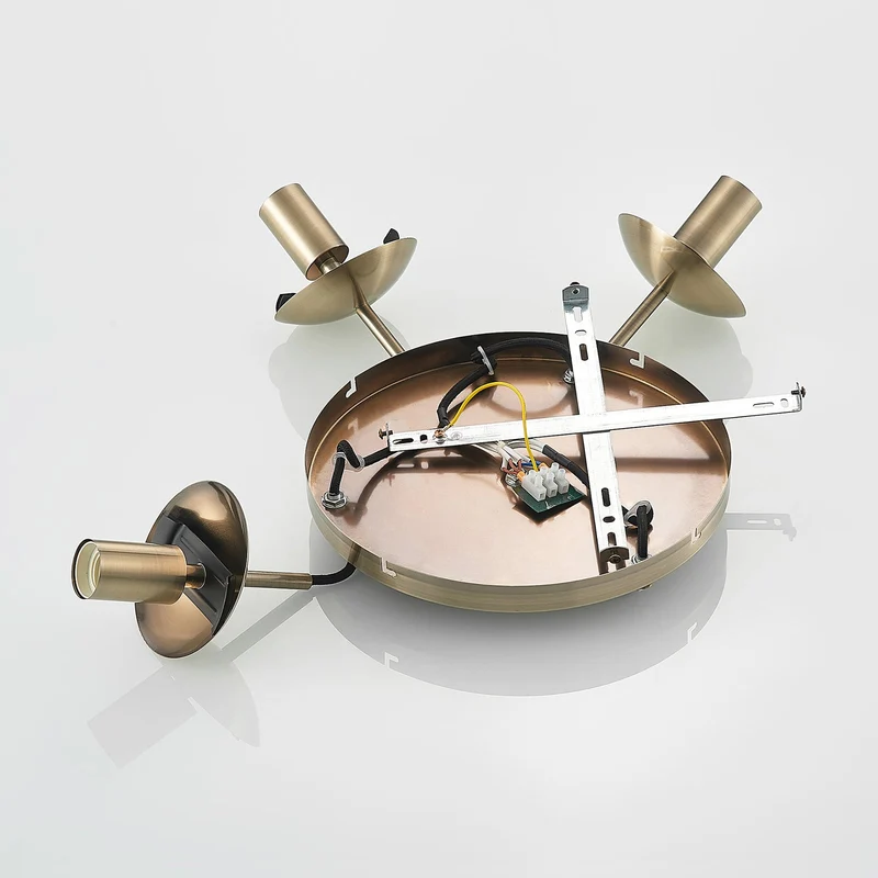 TEEJA Pendelleuchte – Bernsteinfarbener Glas-Kronleuchter mit Antik-Messing-Finish