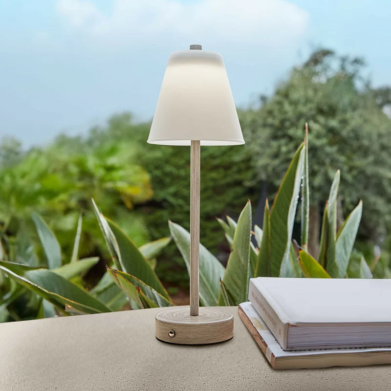 MELARI Akku-Tischleuchte – Kabellose LED-Tischlampe mit Glasschirm