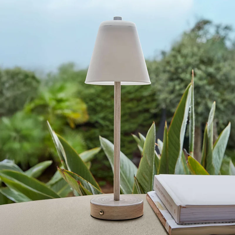 MELARI Akku-Tischleuchte – Kabellose LED-Tischlampe mit Glasschirm