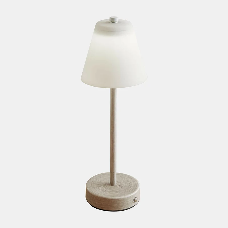 MELARI Akku-Tischleuchte – Kabellose LED-Tischlampe mit Glasschirm