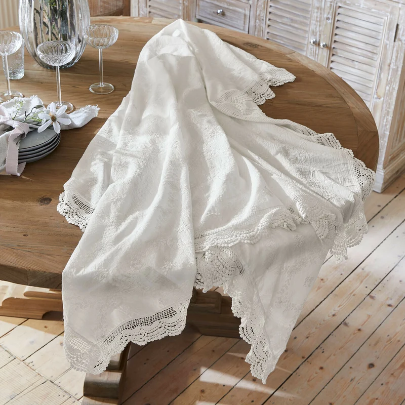 VALEK Tischdecke – Elegante Tischdecke aus Leinen-Baumwoll-Mix mit dekorativen Streifen