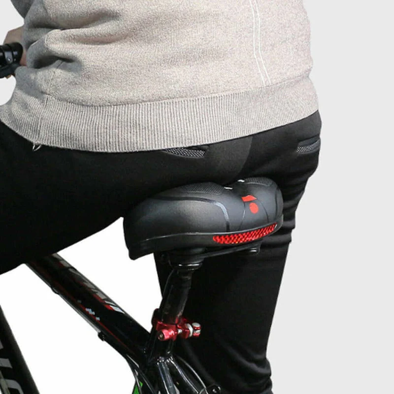 Fahrradsattel Ergonomisch – Breiter Komfortsattel mit Stoßdämpfung & LED Rücklicht