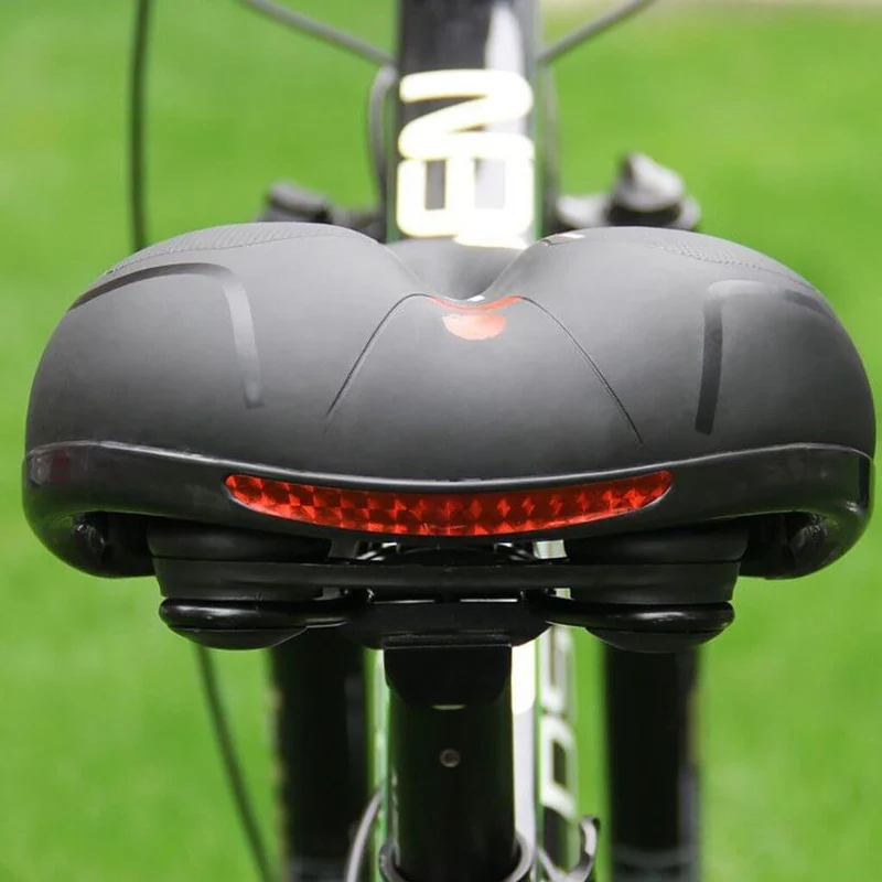 Fahrradsattel Ergonomisch – Breiter Komfortsattel mit Stoßdämpfung & LED Rücklicht