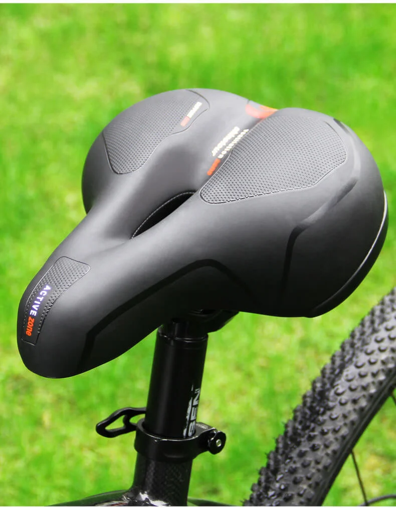 Fahrradsattel Ergonomisch – Breiter Komfortsattel mit Stoßdämpfung & LED Rücklicht