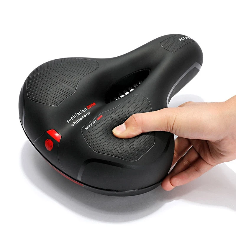Fahrradsattel Ergonomisch – Breiter Komfortsattel mit Stoßdämpfung & LED Rücklicht