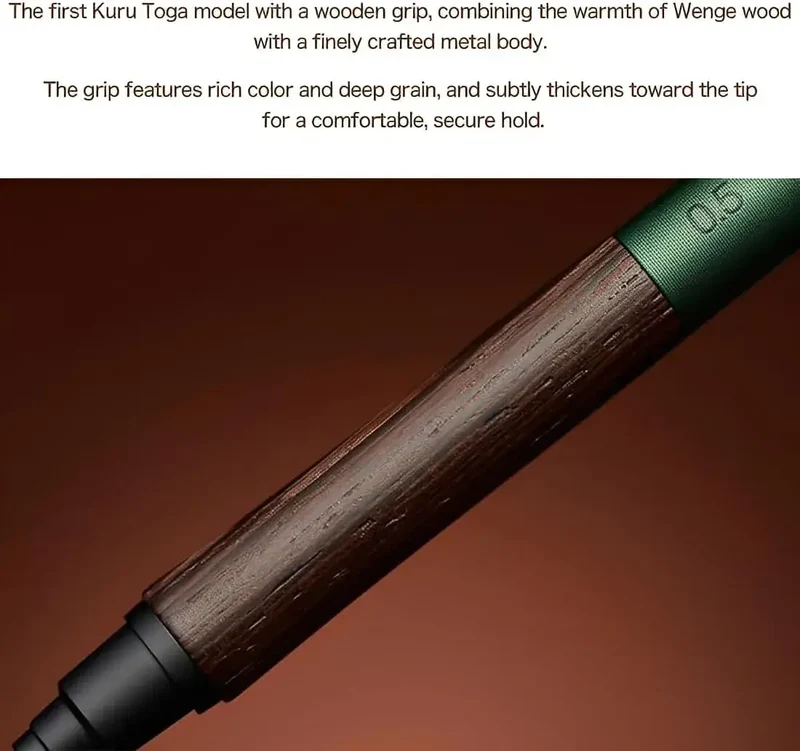 Mitsubishi Kurutoga 0.5mm Wooden Mechanical Pencil Forest Green
