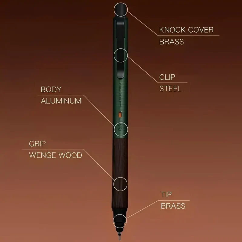 Mitsubishi Kurutoga 0.5mm Wooden Mechanical Pencil Forest Green