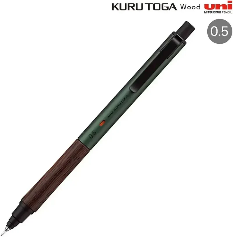 Mitsubishi Kurutoga 0.5mm Wooden Mechanical Pencil Forest Green
