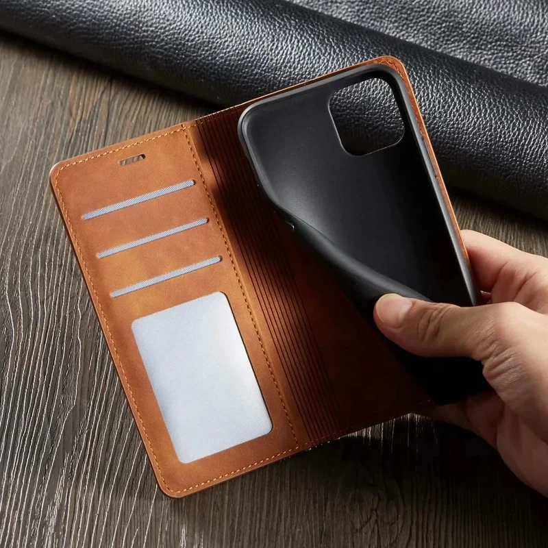 iPhone Wallet Hülle – Flip Case mit Kartenfächern, Magnetverschluss & Standfunktion