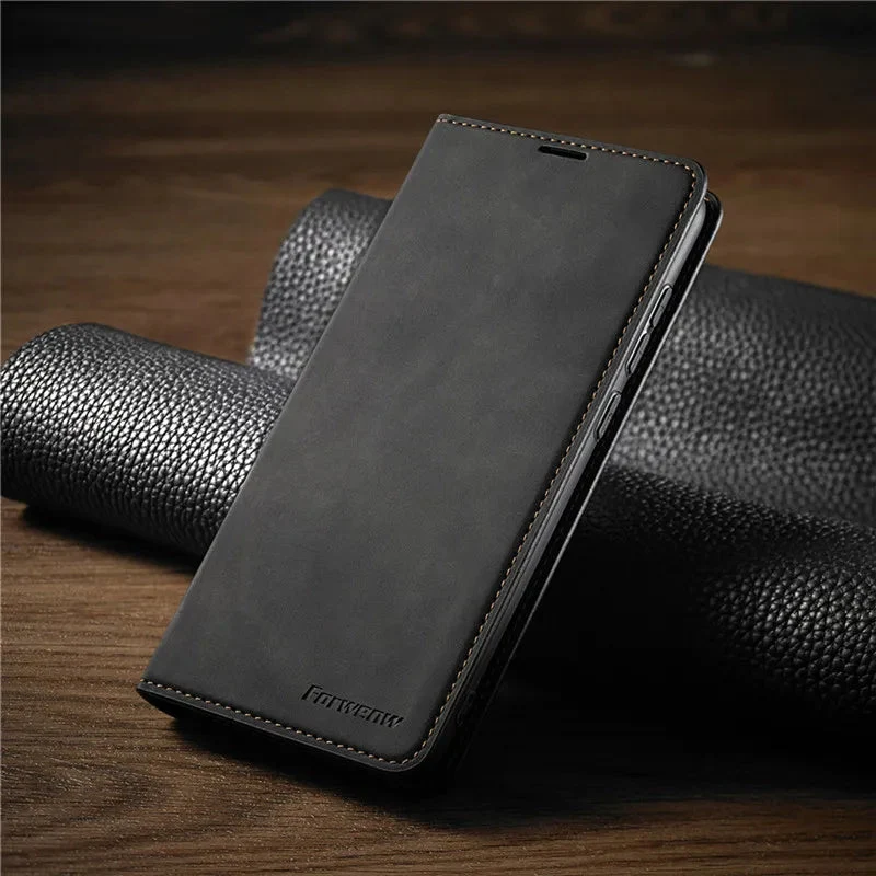 iPhone Wallet Hülle – Flip Case mit Kartenfächern, Magnetverschluss & Standfunktion