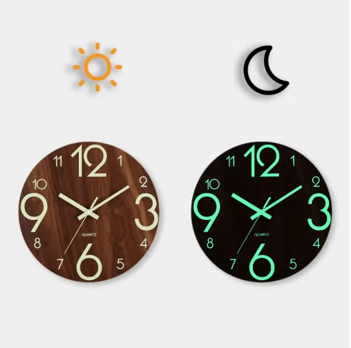SERENOTIME – Minimalistische Quarzwanduhr Mit Sanftem Leuchteffekt