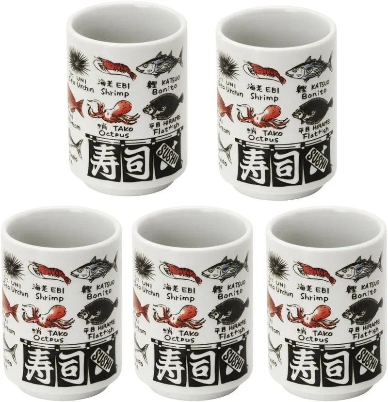 Rin Kinnosuke Mino Yaki Sushi Tea Cup Set