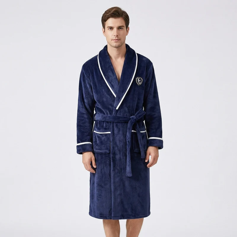 Herren Bademantel – Weicher Flanell Morgenmantel mit Gürtel & Komfort