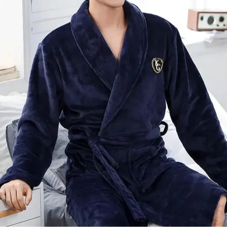 Herren Bademantel – Weicher Flanell Morgenmantel mit Gürtel & Komfort