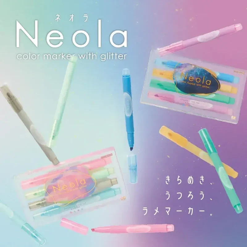 Sun-Star Neora Dreaming Glitter Pens, 4 Distinct Shifting Tones