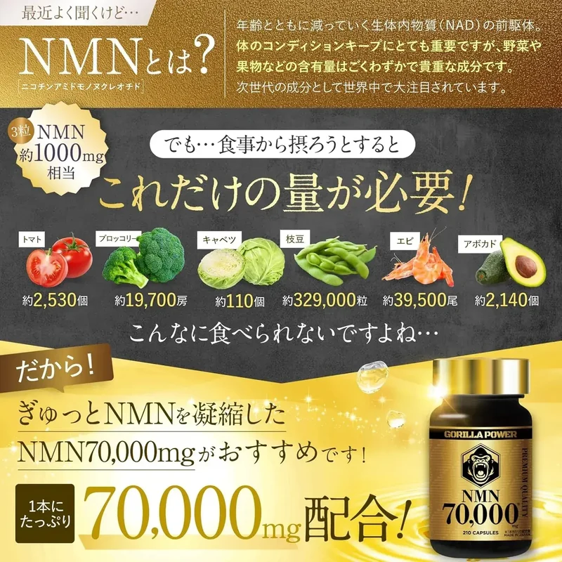 Gorilla Power NMN 70000mg 210 Enteric Coated Capsules Premium Purity