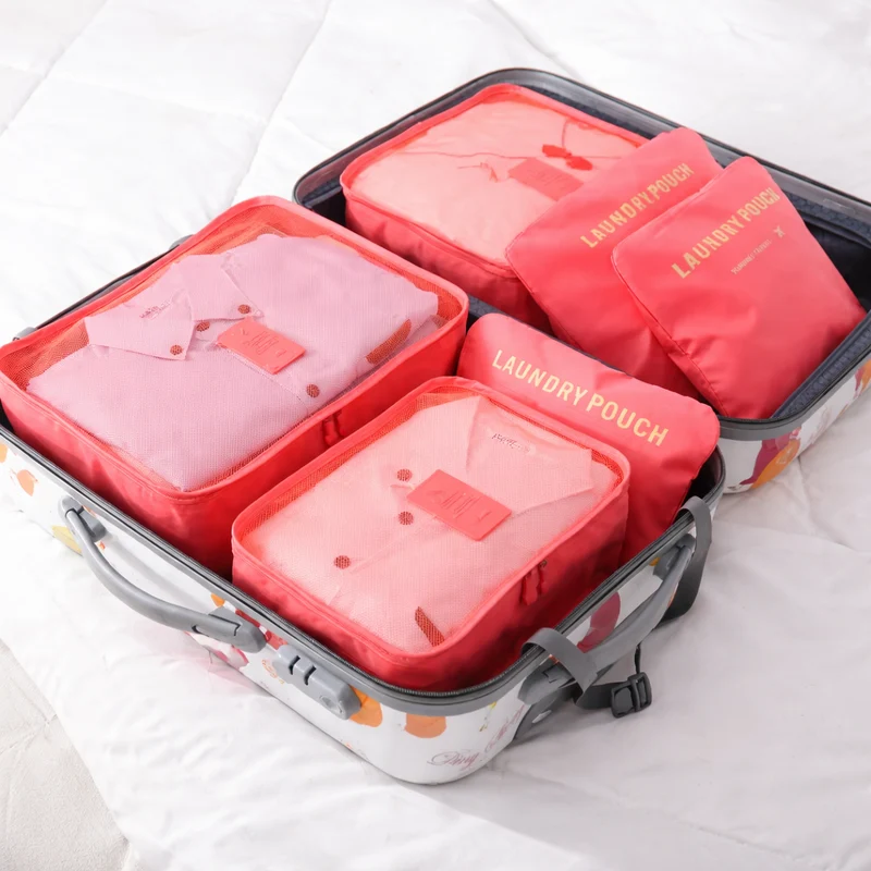 Reise Organizer Set – 6-teiliges Koffer Organizer Set mit Mesh-Fenster