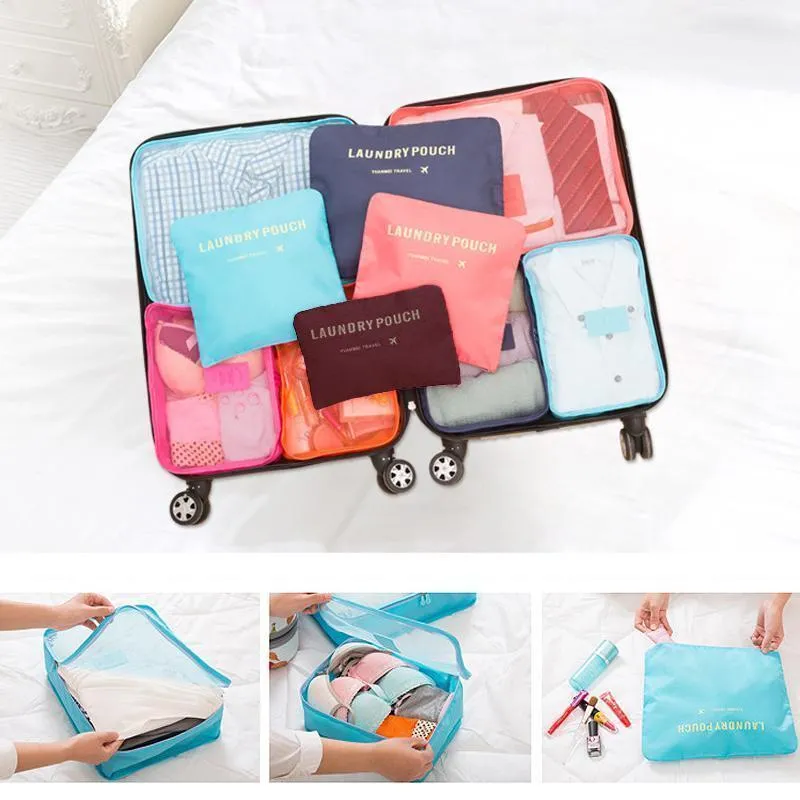 Reise Organizer Set – 6-teiliges Koffer Organizer Set mit Mesh-Fenster