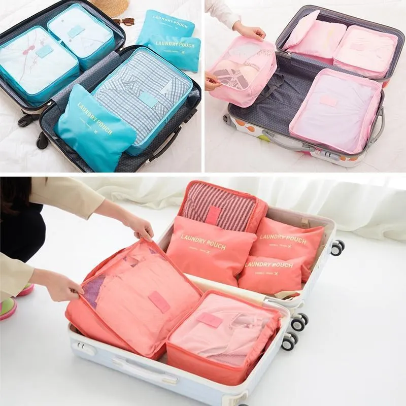 Reise Organizer Set – 6-teiliges Koffer Organizer Set mit Mesh-Fenster