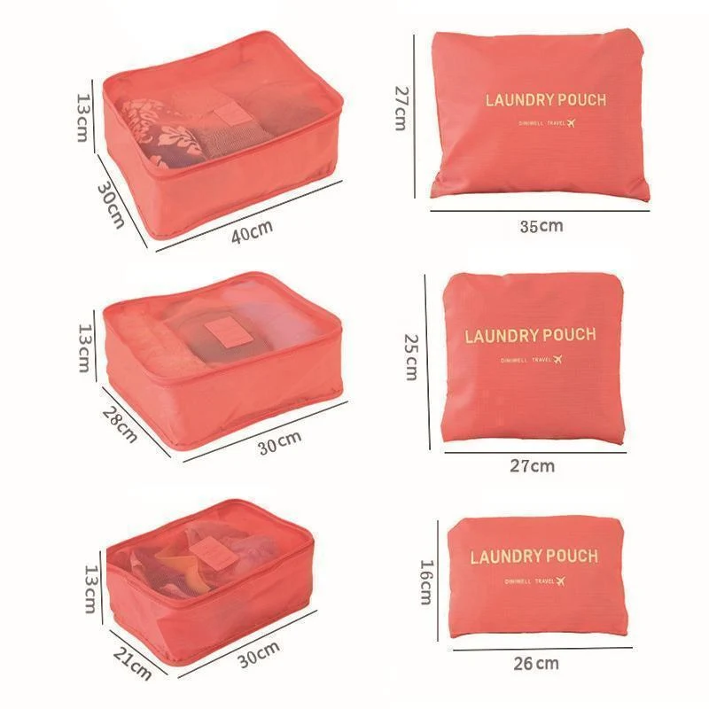 Reise Organizer Set – 6-teiliges Koffer Organizer Set mit Mesh-Fenster