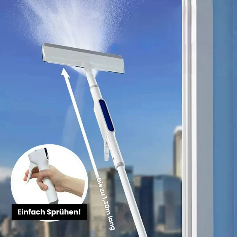 Fensterreiniger mit Sprühfunktion – 3-in-1 Fensterwischer mit Teleskopstiel