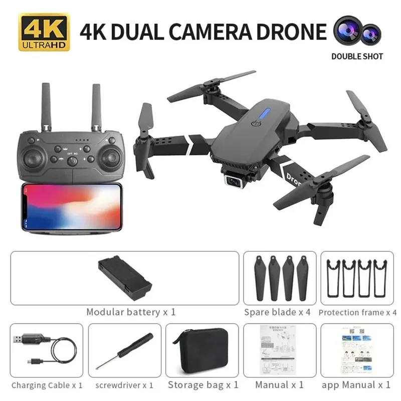 AeroFlex – E88 Drohne 4K Kamera, WiFi FPV, faltbar & stabiler Flug