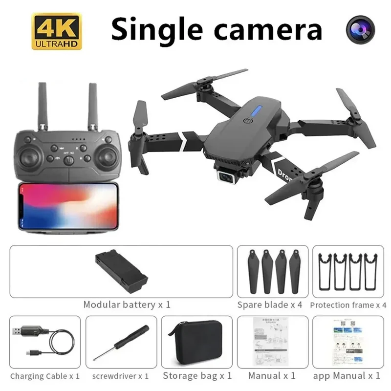 AeroFlex – E88 Drohne 4K Kamera, WiFi FPV, faltbar & stabiler Flug