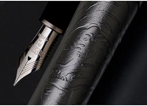 Platinum Izumo Fountain Pen Jet Black Bamboo Forest Tigers Fine F
