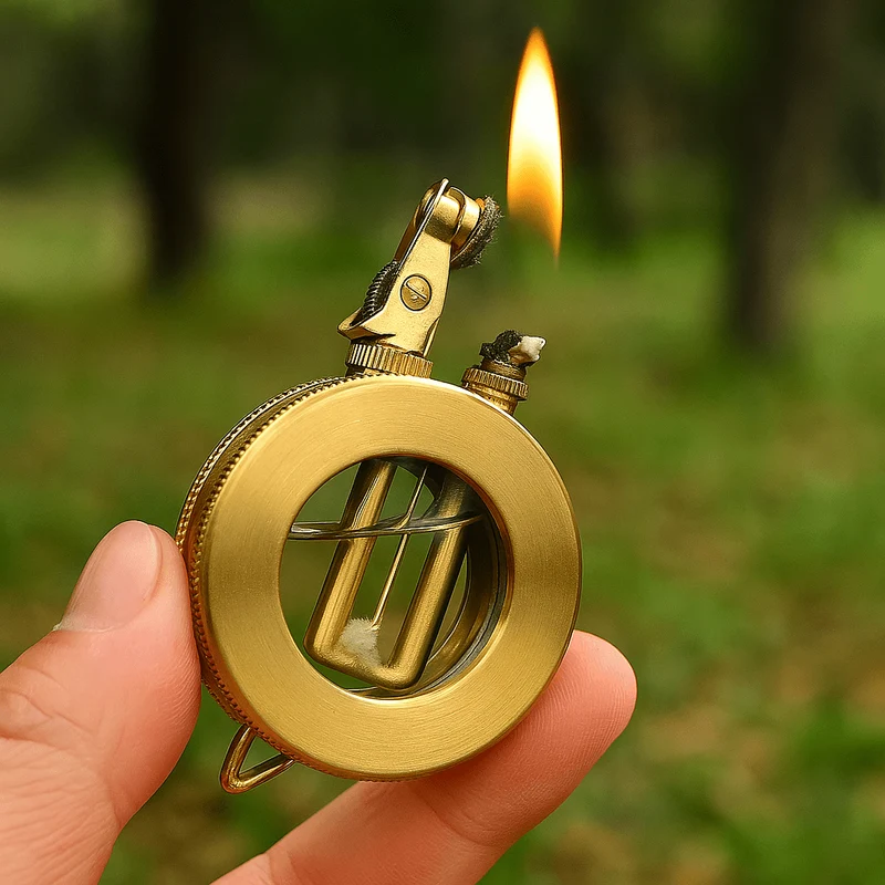 Flametrack – Retro Metall Kerosin Feuerzeug Im Kompakten Vintage-Design