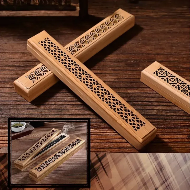 Kamiho Horizontal Incense Holder Stand Burner Natural Wood 23.5cm