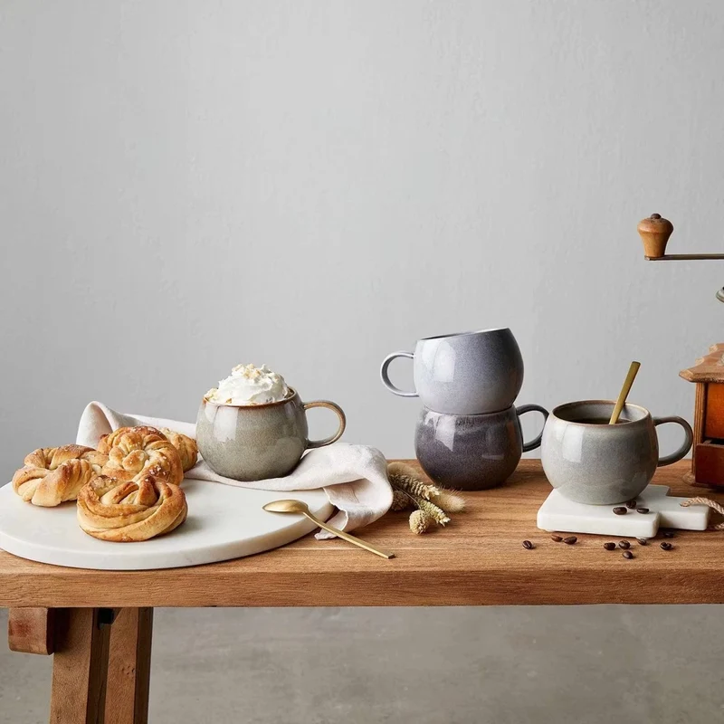 COTTAGE Becher-Set 4er – Steinzeug-Kaffeebecher mit reaktiver Glasur